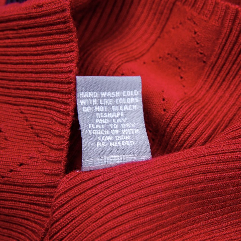 NY Collection Red Sweater with black rose buttons - Picture 8 of 10